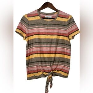 Madewell Texture & Thread szSmall Kieran Striped Multicolor Tie-Front Top Fall